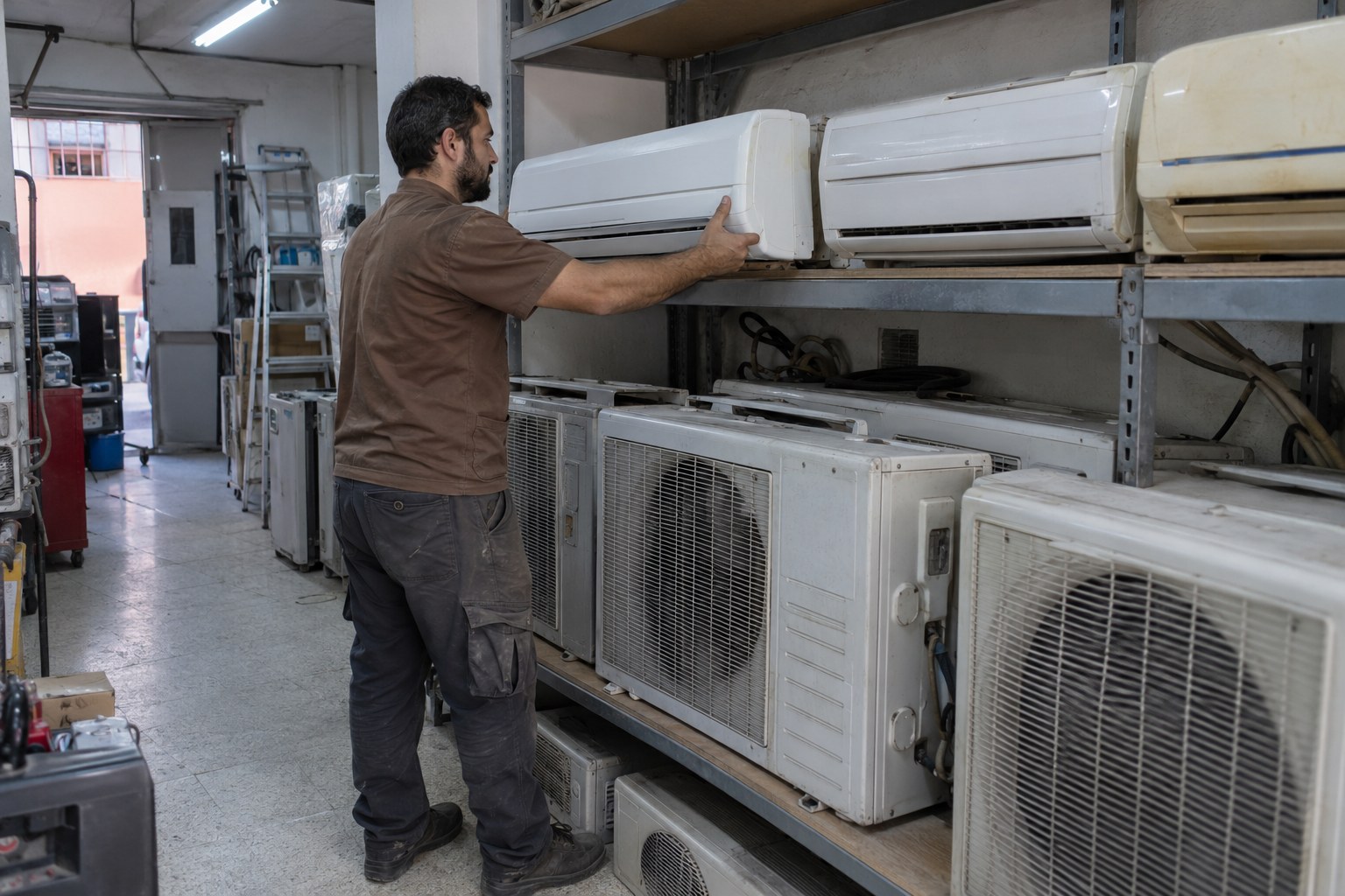 Servis rafına yerleştirilen klimalar