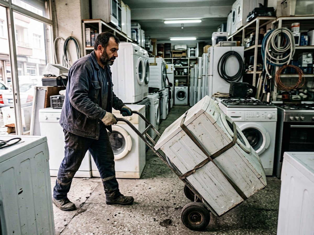 Spot mağaza çalışanı çamaşır makinesi